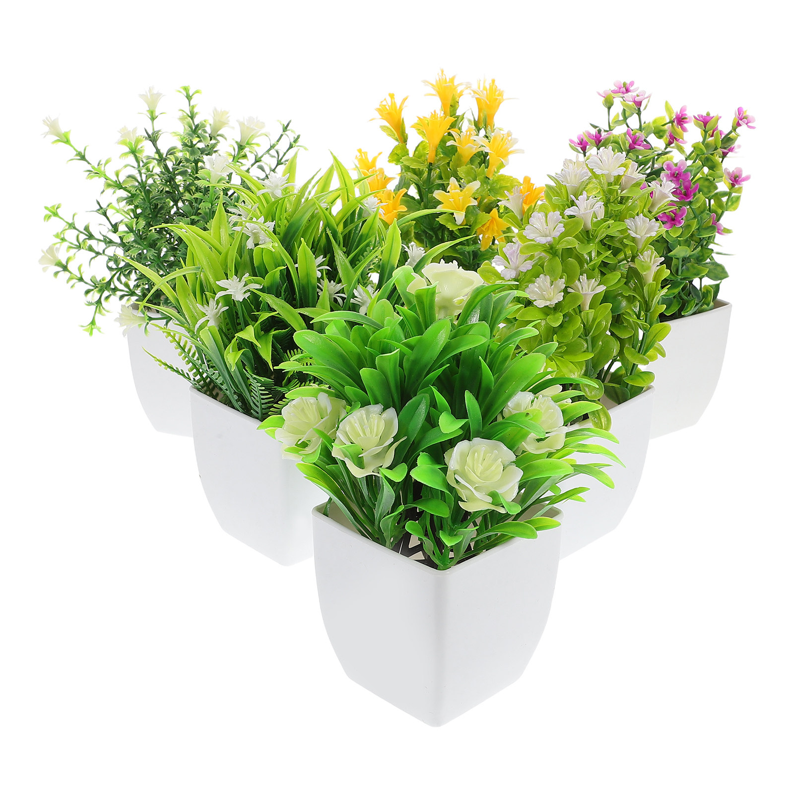 Plant Pot Small Desk - 6 шт. реалистичных искусственных растений в