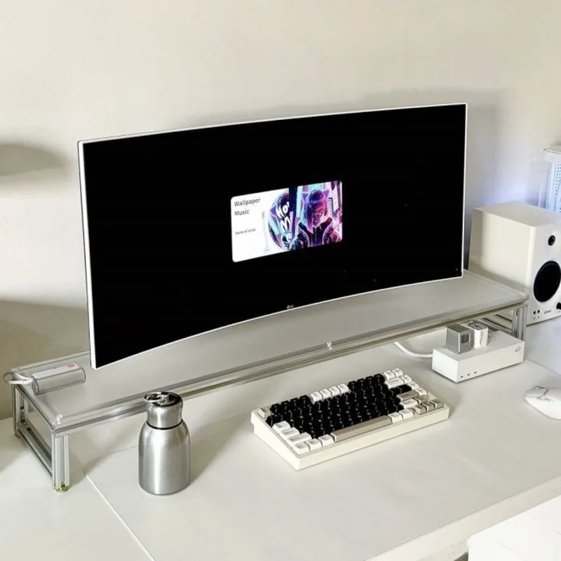 Desk Setup With Laptop And Monitor - Алюминиевая подставка для монитора, акриловая настольная